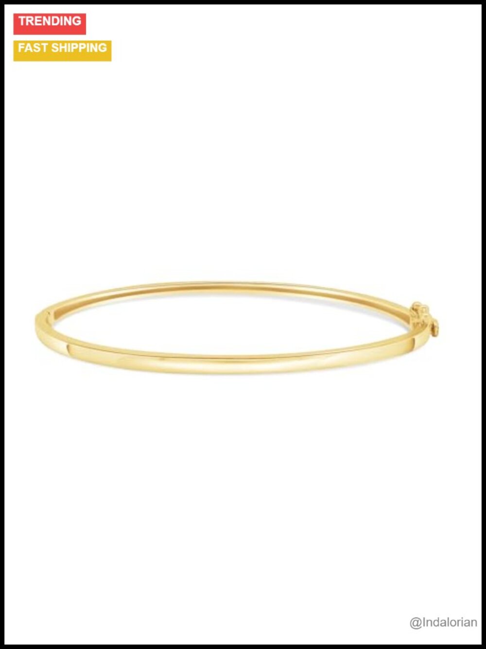 7" Oval Bangle Bracelet 925 Sterling Silver 14K Yellow Gold Plated